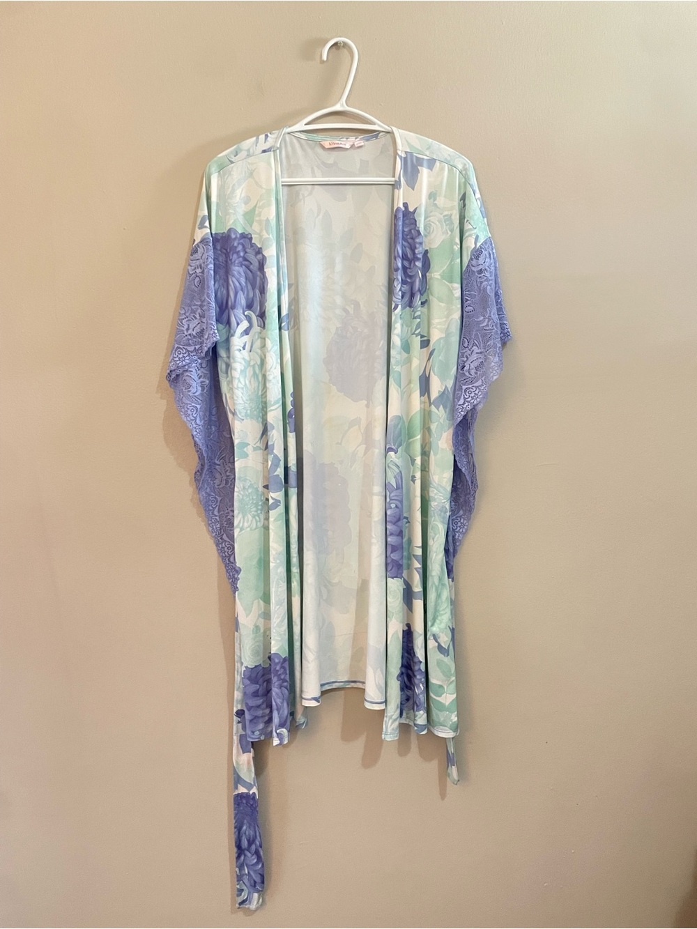 4/$20➡️ La Vie En Rose Lavender & Mint Floral Lace-Trim Kimono Robe – L/XL *Flaw - Picture 10 of 15